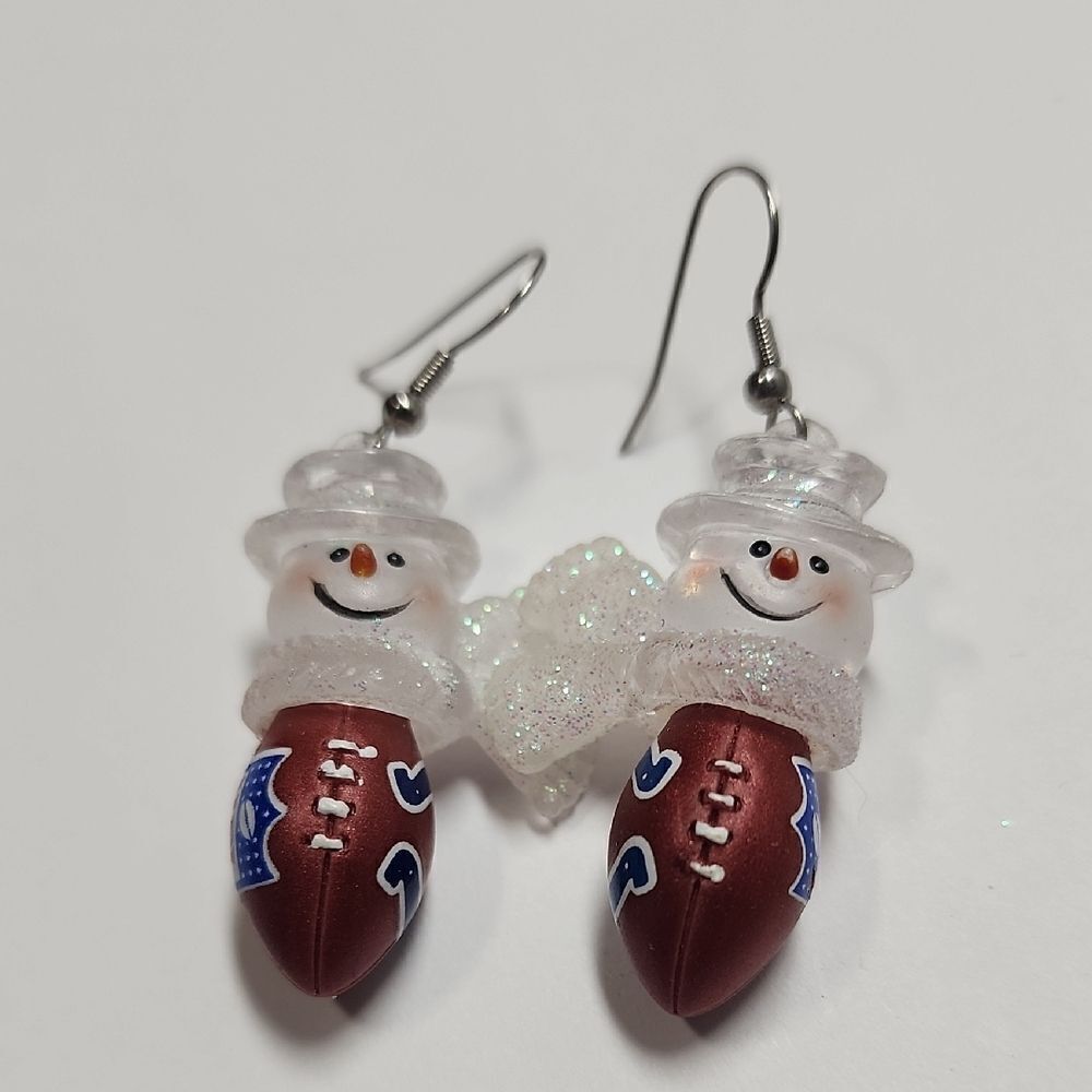 Snowman Football Earrings